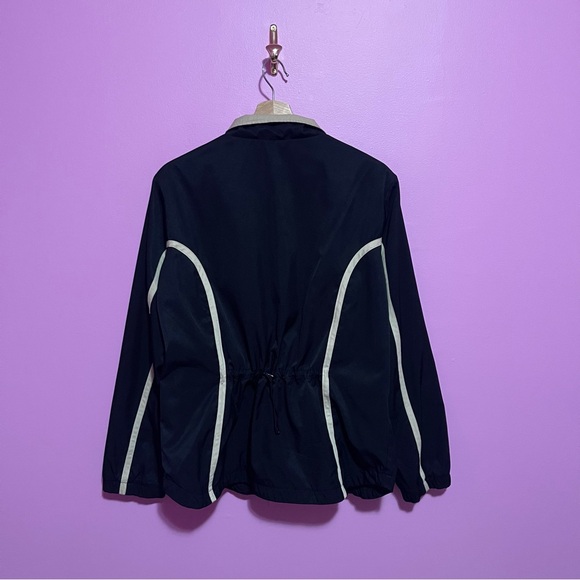 Nike Jacket Women’s Large Black‎ Tan Cinched Vintage Y2K Early 2000s Windbreaker - Picture 6 of 10